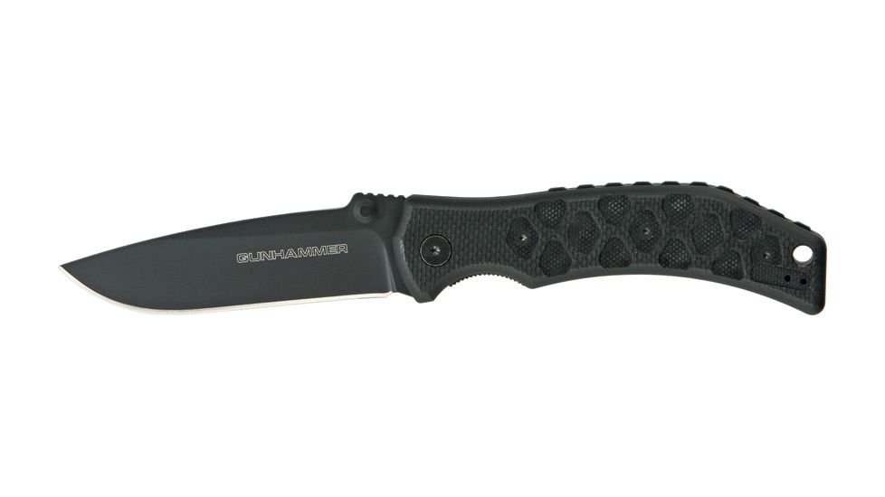 Fox Gun Hammer Folding Knife,Black Stainless Clip Blade, Black G10 Handle FOX120TC