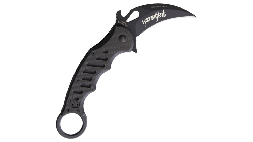 Fox Karambit Linerlock CF/G10 Folding Knife, 3in Black Bohler N690 SS Karambit Blade, Finger Grooved Handle, Finger Ring, Pocket Clip, Thumb Pull, Black G10 And Carbon Fiber Handle, 479-CG10