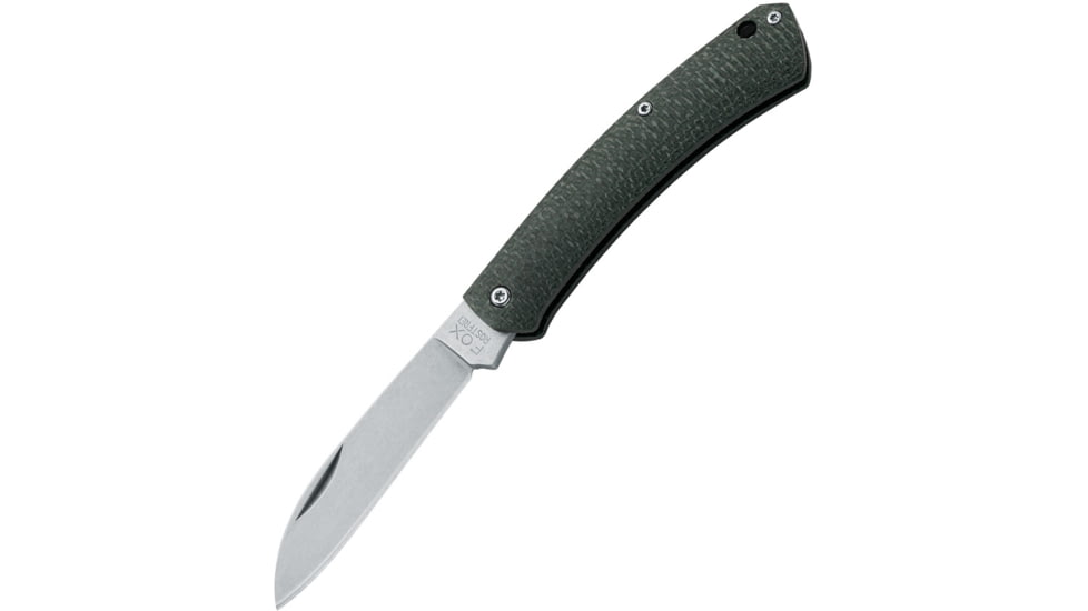 Fox Nauta Slip Joint Grn Micarta Folding Knife, 3.25 satin finish 420C stainless blade, Green micarta handle, FX-230 MI G