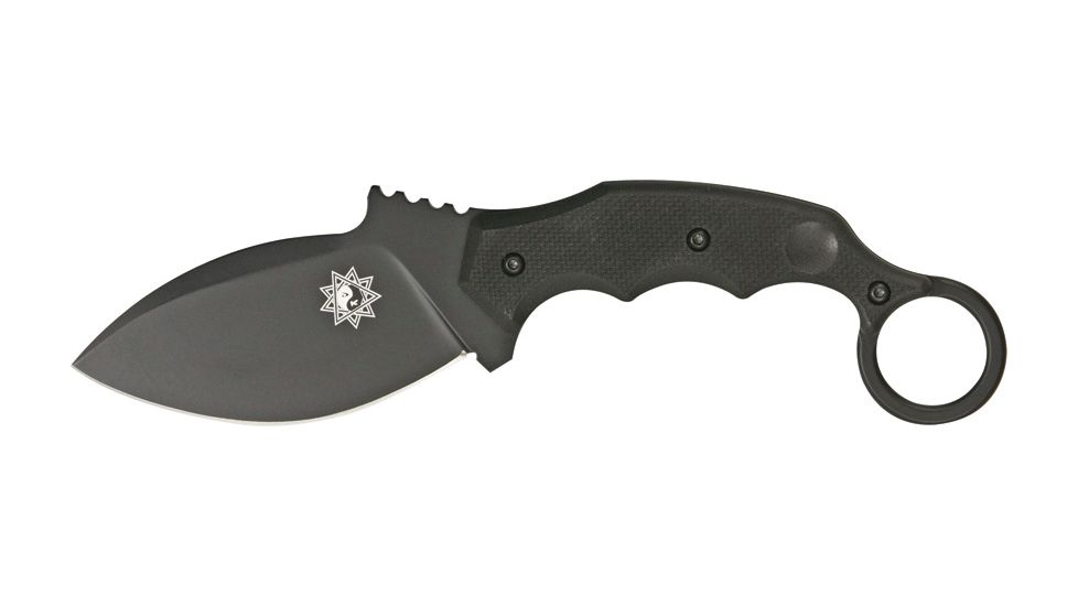 Fox Parong Fighting Knife Fixed Blade Knife, 3.75in, Stainless Blade, Black G10 Handle FOX637T