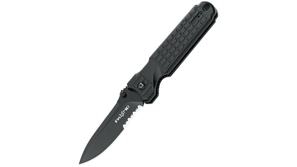 Fox Predator II,Black Handle/Blade, ComboEdge,w/Clip FX-FP2BS