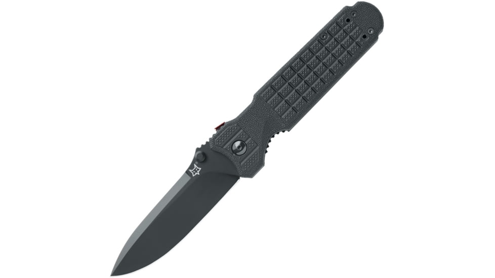 Fox Predator II Linerlock Folding Knife, 3.75 black finish Bohler N690 stainless blade, Black sculpted Forprene handle, 01FX017