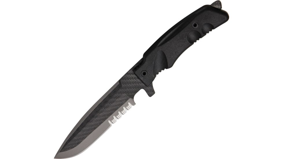 Fox Stealth Fixed Blade Knife,5.5in,Partially Serrated Blade,Black Forprene Handle FOXSCT02B
