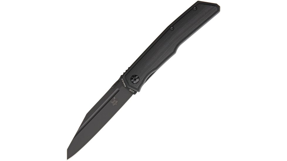 Fox Terzoula Linerlock Black G10 Folding Knife,3.5in,Tanto,Black,G10 Handle FOX515