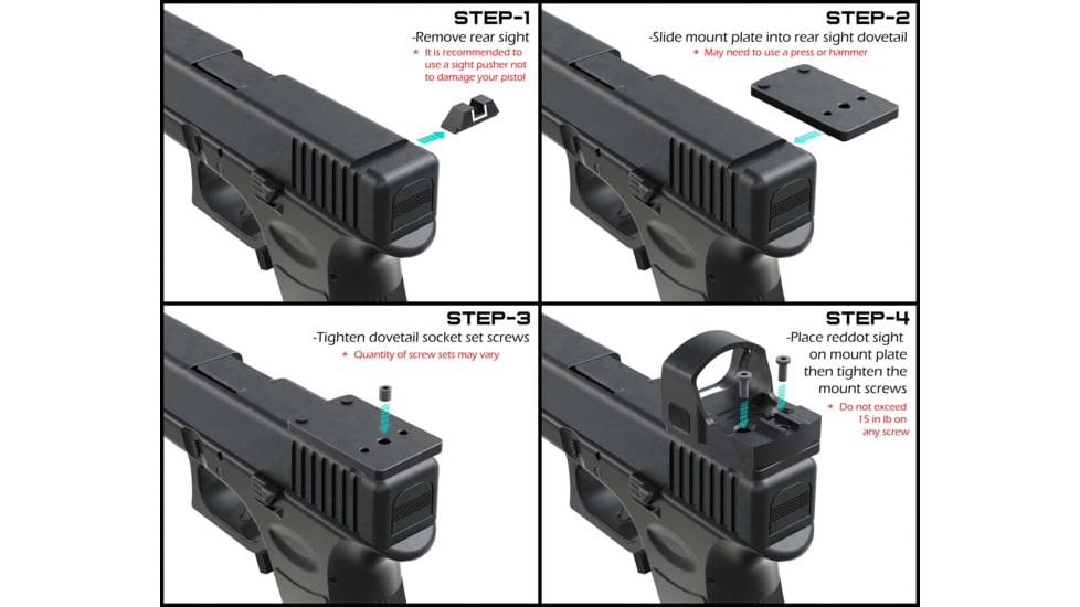 Foxtail Precision Red Dot Optics Mounting Adapter, S&amp;W M&amp;P/M&amp;P 2.0, Burris FastFire, Vortex Venom, Docter, Black, 100-016