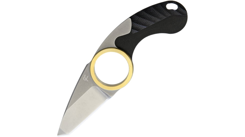 Fred Perrin La Griffe to Pliante Folding Knife, 1.5in Stonewash 440C SS Tanto Blade, Black G10 Handle, Finger Ring, Black Kydex Sheath, FPGTPL