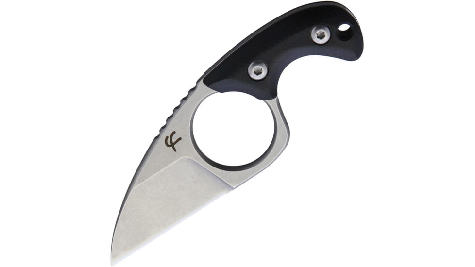 Fred Perrin Shorty Neck Knife, 1.25 stonewash finish 440C stainless blade, Black G10 handle, FP2001S