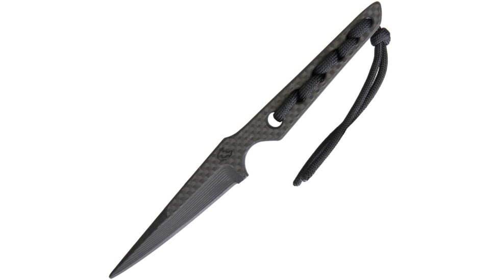 Fred Perrin The Avenger Knife, 7in Overall, 3in Blade, One Piece Carbon Fiber Construction, Black Kydex Neck Sheath, MKE1
