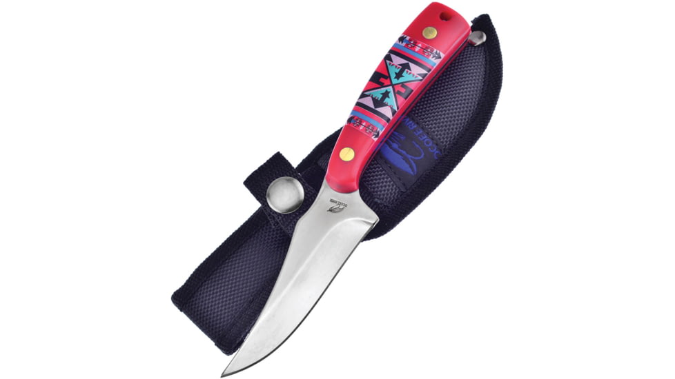 Frost Aztec Skinner Red Knife, 3 satin finish stainless blade, Red synthetic handle, OC-534AR