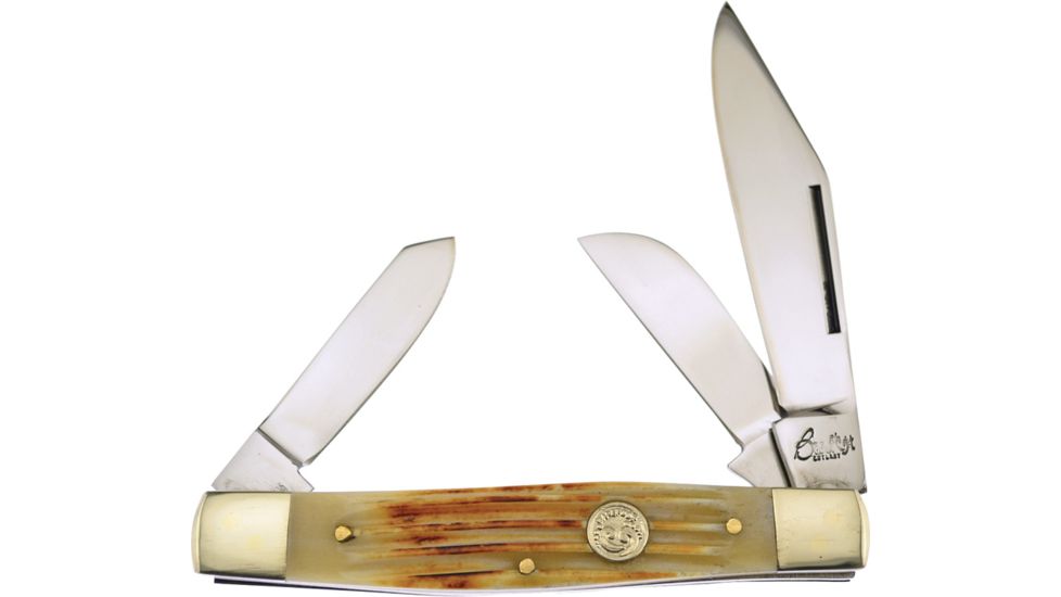 Frost Barefoot Diamondback Stockman Folding Knife,Clip,Spey and Sheepsfoot,Second Cut Bone Handle FBFT659SC