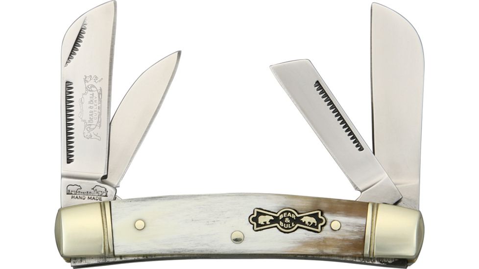 Frost Bear &amp; Bull Congress Folding Knife,Coping/Pen/Twin Sheepsfoot Blade, Ox Horn Handle FBB526OXH