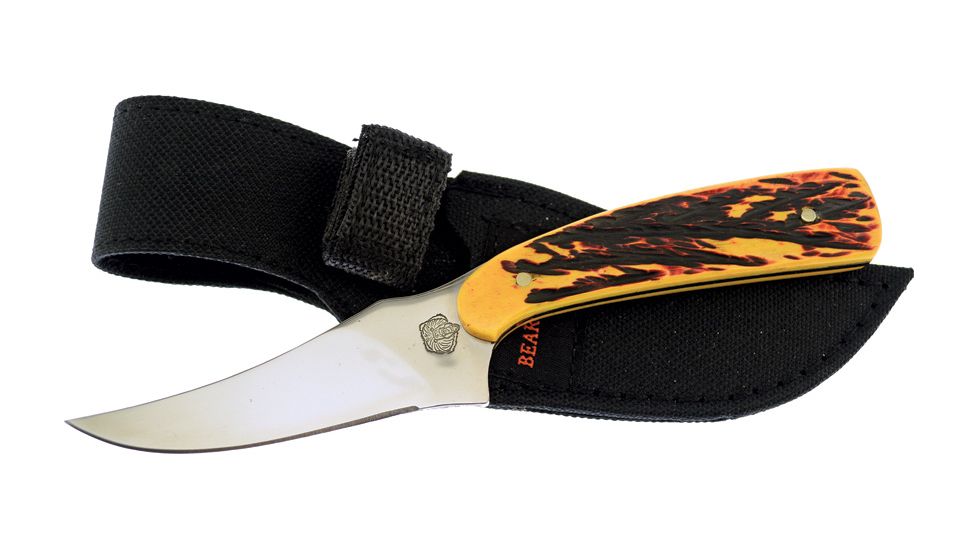 Frost Bear Hunter Deer Slayer Fixed Blade Knife, 3.25in, Honey, Jigged Bone Handle FBH534HB
