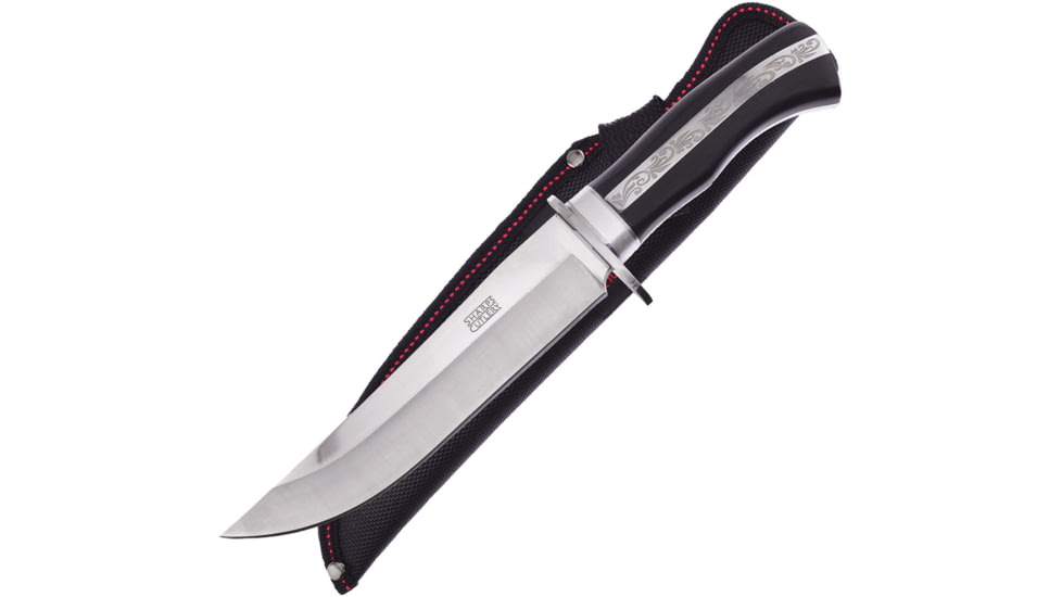 Frost Bowie Knife, 7 satin finish 3Cr13 stainless clip point blade, Black pakkawood handle with stainless inlay, SHP-006
