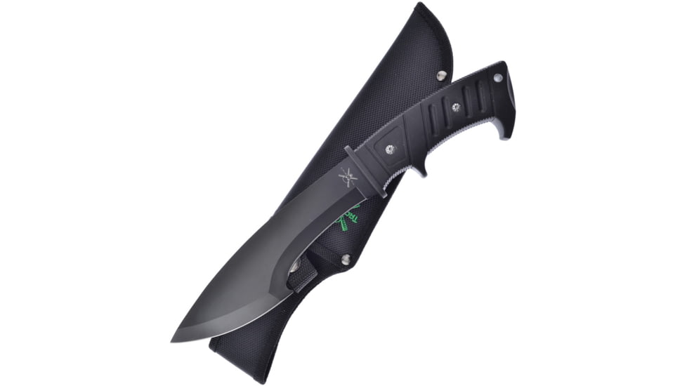 Frost Bowie Knife Tac Xtreme 12in overall, 7.5 black finish stainless blade, Black rubber handle, TX-25B