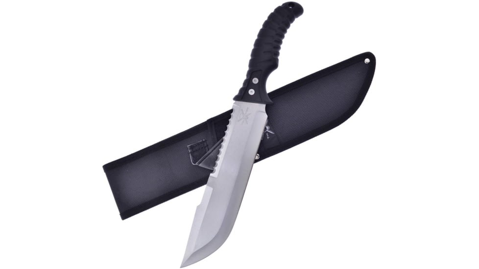 Frost Bowie Knife Tac Xtreme 15in overall, 9.25 satin finish sawback stainless blade, Black rubberized ABS handle, TX-34BK