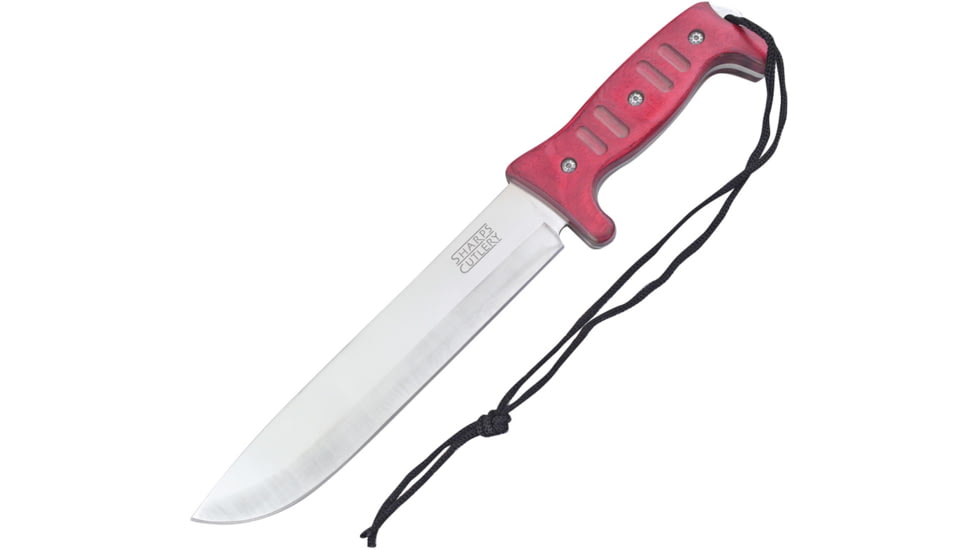 Frost Bowie Red Pakkawood Knife, 9 satin finish stainless blade, Red pakkawood handle, SHP-141RBW