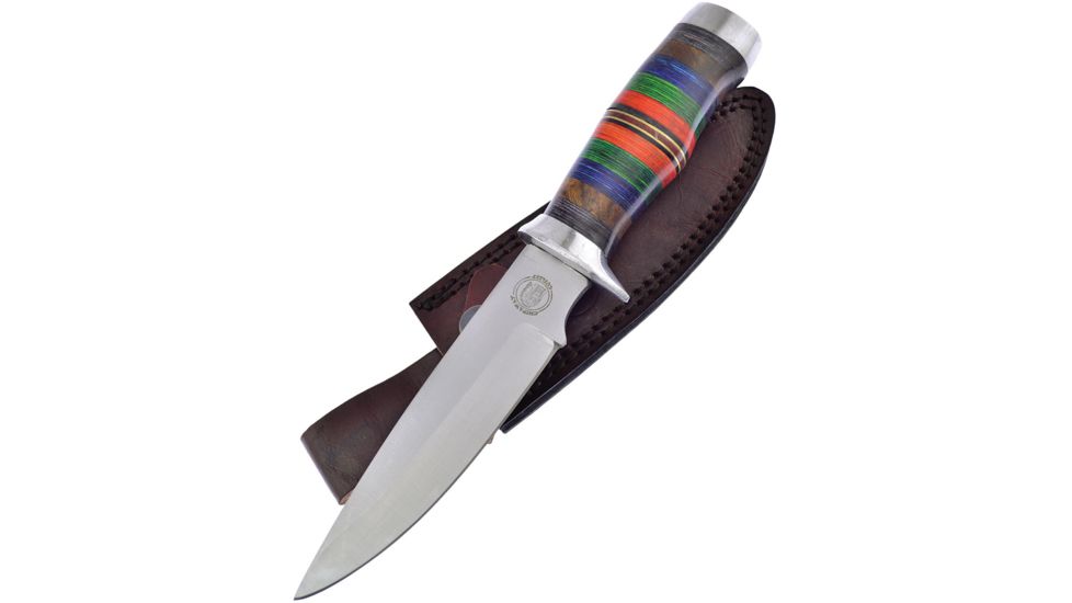 Frost Chipaway Pecos Spirit Bowie Fixed Blade Knife, 5.5in, Stainless Steel, Standard Edge, Satin, Wood Handle FCW351