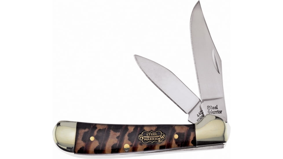 Frost Copperhead Cobra Skin Folding Knife, Mirror SS Clip And Pen Blades, Snake Skin Pattern Resin Handle, SW-106CSS