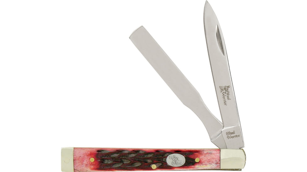 Frost Doctors Knife Red Jig Folding Knife, Mirror SS Spear And Spatula Blades, Red Walnut Jigged Bone Handle, SW-120RWJ