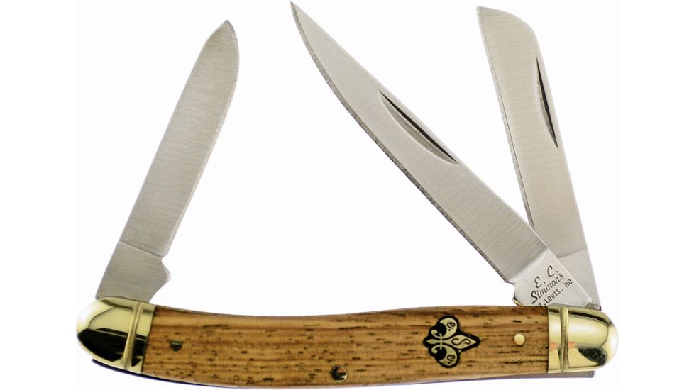 Frost ECS Stockman Zebra Wood Folding Knife,Clip,Spey and Sheepsfoot,Zebrawood Handle FECS509ZW