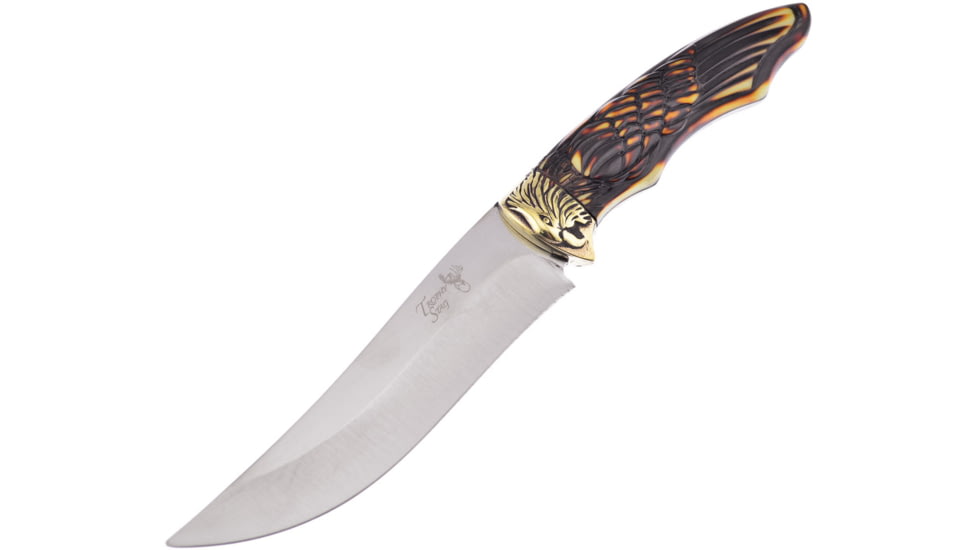 Frost Fixed Blade Knife, 9.5in, 5in, Stainless Steel, Standard Edge, Satin, Imitation Stag Handle FTS001