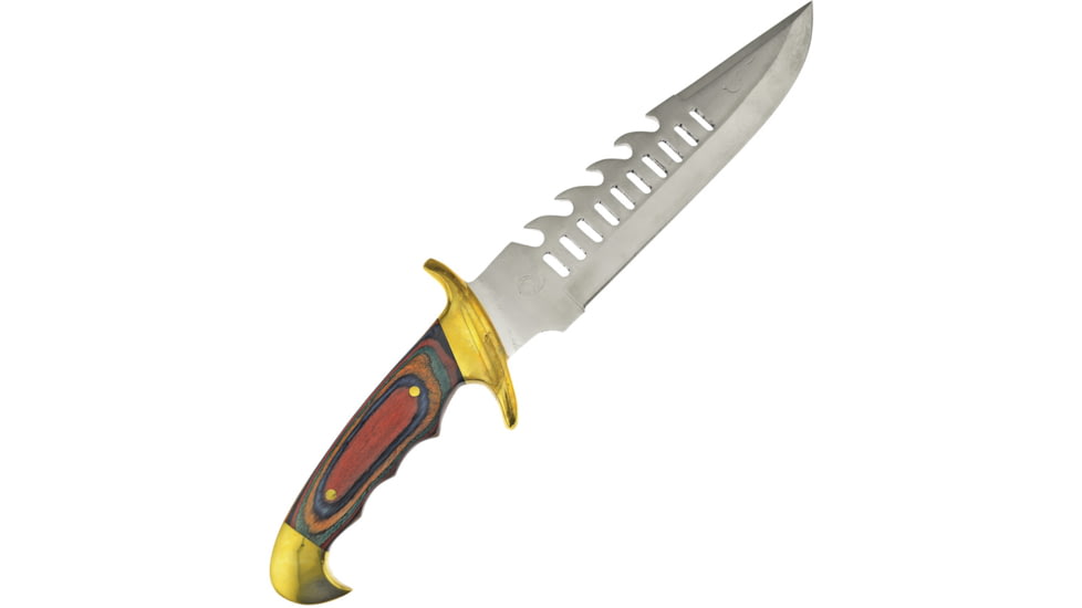 Frost Fixed Blade Knife, 9.75in, Stainless Steel, Standard Edge, Sawback, Frostwood Handle F16949PR