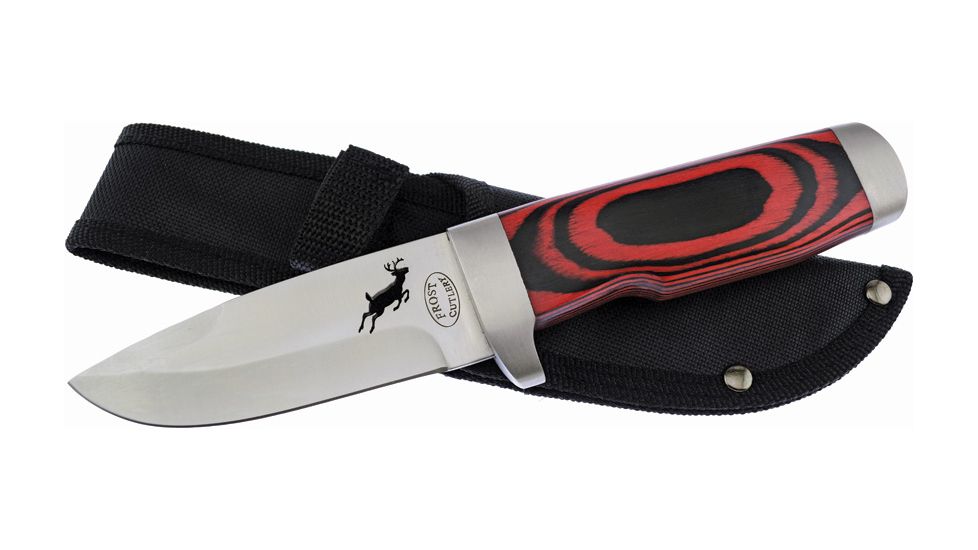 Frost Fixed Blade Red Pakkawood Fixed Blade Knife, 9in, 4in, Red, Pakkawood Handle F18033RPW