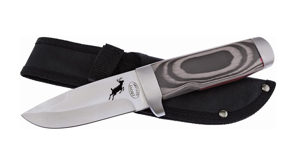 Frost Fixed Blade Silver Wood Fixed Blade Knife, 9in, 4in, Silver, Wood Handle F18033SW