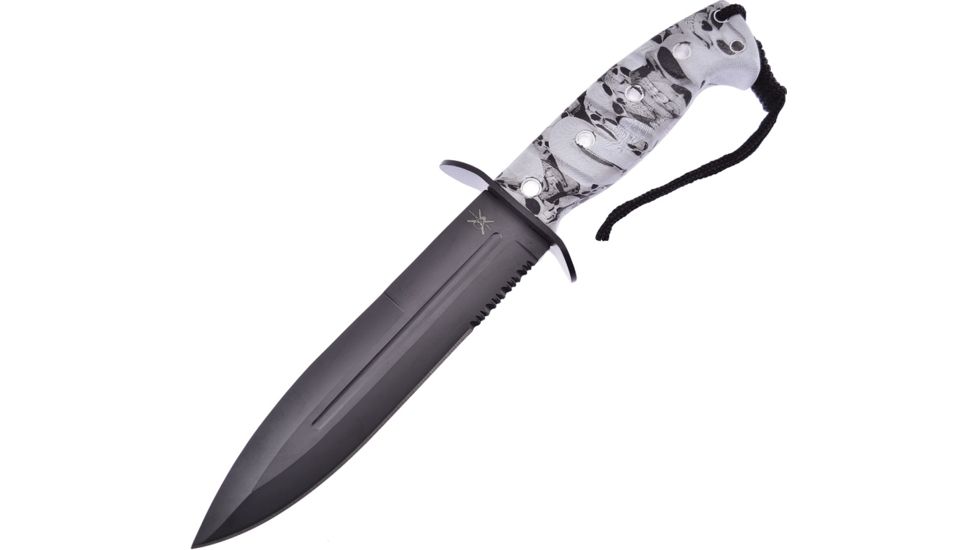 Frost Fixed Blade Skull Camo Fixed Blade Knife, 7in, Stainless Steel, Partially Serrated, Black FTX1456WSC