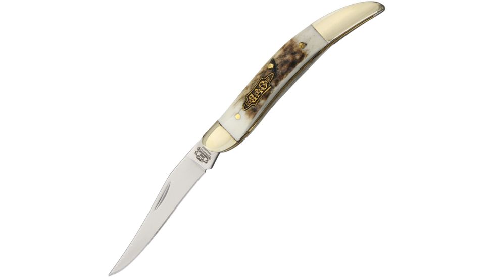 Frost HSB Toothpick Folding Knife,Long Clip,Deer Stag Handle FHSB109DS