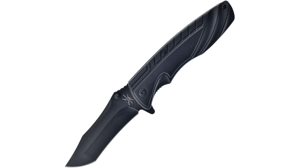 Frost Jaguar Linerlock A/O Folding Knife, 3.75 black finish stainless blade, Black ABS handle, TX-117B