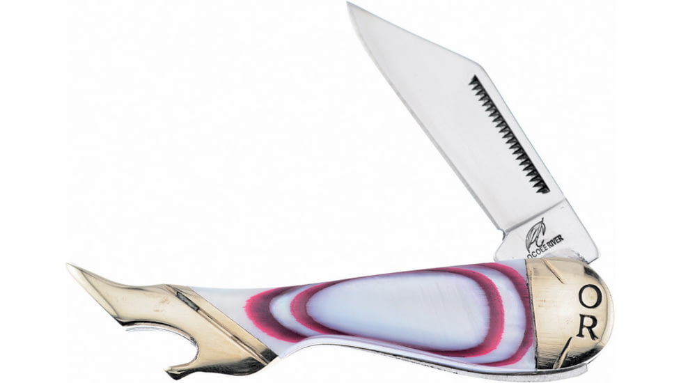 Frost Leg Ocoee River Folding Knife, Red and white, Red and white mother of pearl handle, OC-183RW