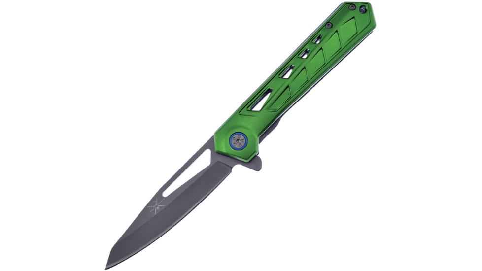 Frost A/O 3Cr13 Folding Knife, 4.75in Closed, 3.75in Gray Coated 3Cr13 Stainless Blade, Green Aluminum Handle, TX-57GN