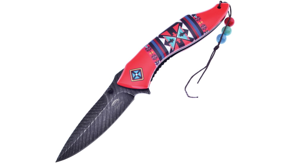 Frost Linerlock A/O Red Folding Knife, 3.5 black stonewash finish 3Cr13 stainless blade, Red ABS handle, OC-534F/RD