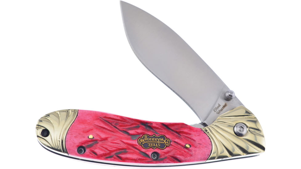 Frost Linerlock Steel Warrior Folding Knife, Dark red, Dark red jigged bone handle, SW-005DRJB
