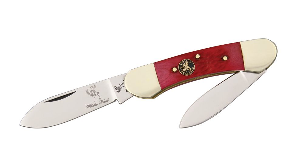 Frost Little Canoe Folding Knife,Stainless Spear and Pen Blade, Rocky Mountain Red Bone Handle FWTCP091CAR