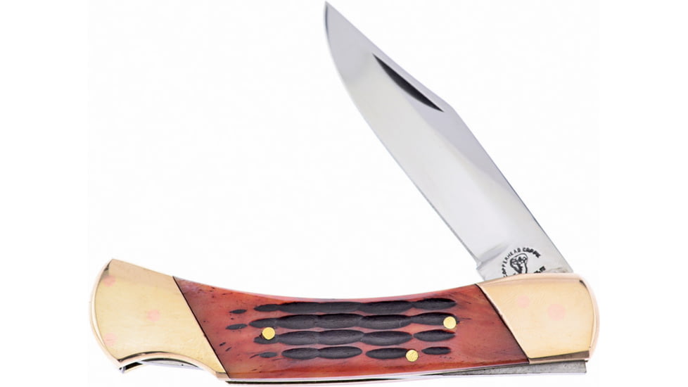 Frost Lockback Copper Copperhead Creek Folding Knife, 3in satin finish stainless clip point blade, Autumn, Autumn jigged bone handle, CHC-LB4AJB/C