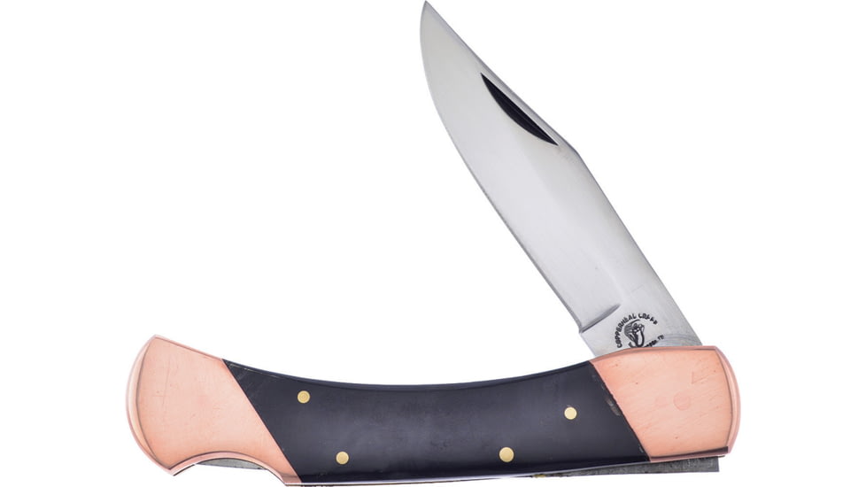 Frost Lockback Copper Copperhead Creek Folding Knife, 4in mirror finish stainless clip point blade, Buffalo horn handle, CHC-LB5BH/C