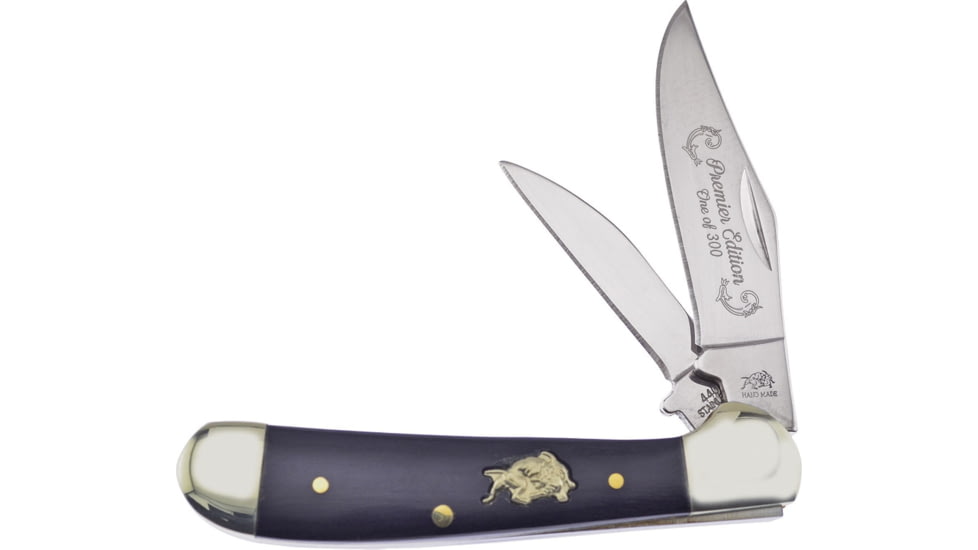 Frost Locking Copperhead Buffalo Bulldog Folding Knife, Mirror SS Clip/Pen Blades, Buffalo Horn Handle, Nickel Silver Bolster, BDG-104CBH