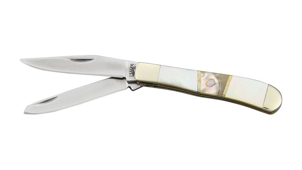 Frost Mini Trapper Folding Knife,Stainless Clip and Spey Blade, Mother of Pearl Abalone Handle F18231MPAB