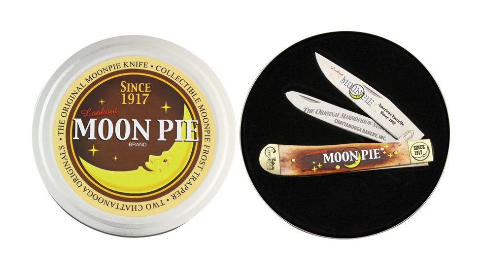 Frost Moon Pie Trapper Folding Knife,Stainless Clip and Spey Blade, Brown Smooth Bone Handle FMNP812BRSB
