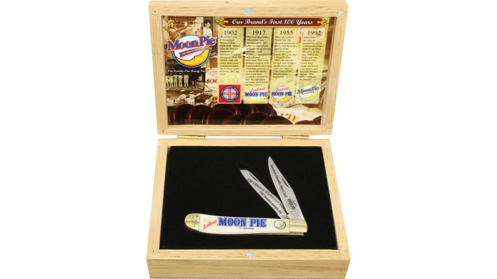 Frost Moon Pie Trapper Folding Knife,Stainless Clip and Spey Blade, White Smooth Bone Handle FMNP812WSBBX