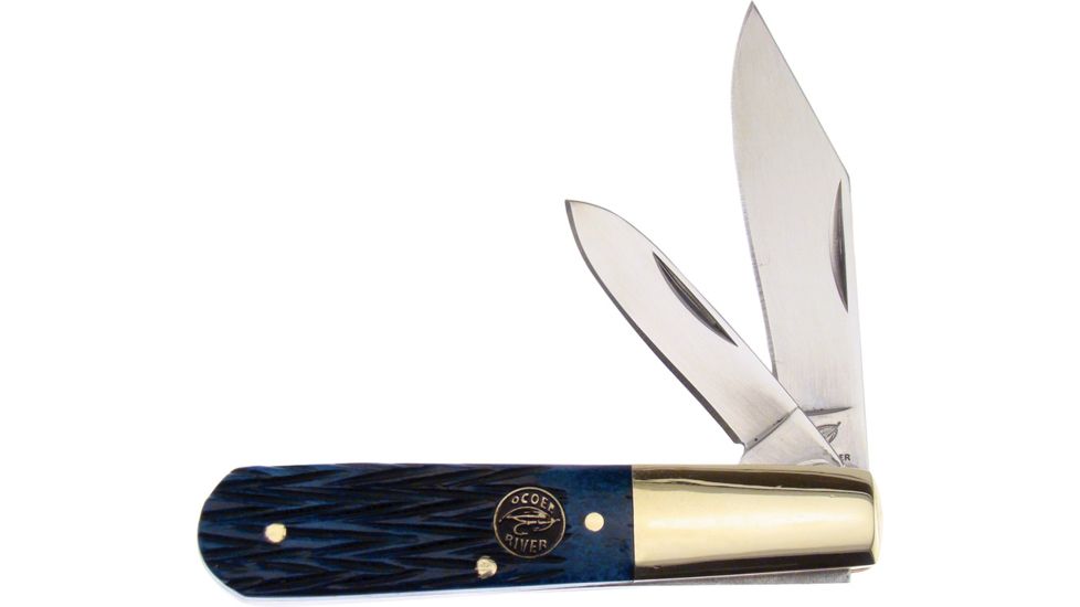 Frost Ocoee River Barlow Folding Knife,Stainless Clip and Pen Blade, Blue Pick Bone Handle FOC163BLPB