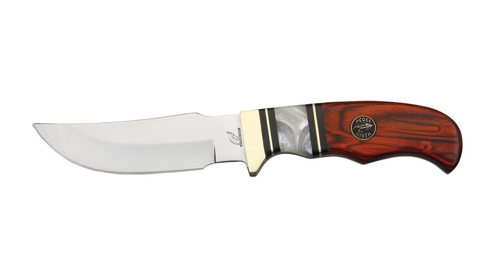Frost Ocoee Small Bowie Fixed Blade Knife, 4in, Stainless Blade, Pearl Brown Wood Handle FOC157