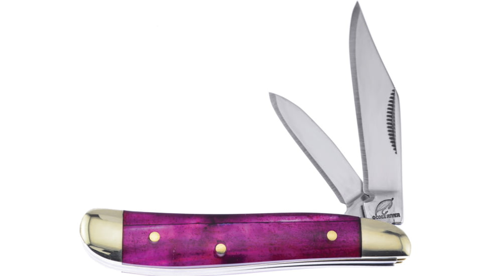 Frost Peanut Purple MOP Folding Knife, 2.88in Closed, Mirror Stainless Clip/Pen Blades, Purple Mother Of Pearl Handle, OC-107P/MOP