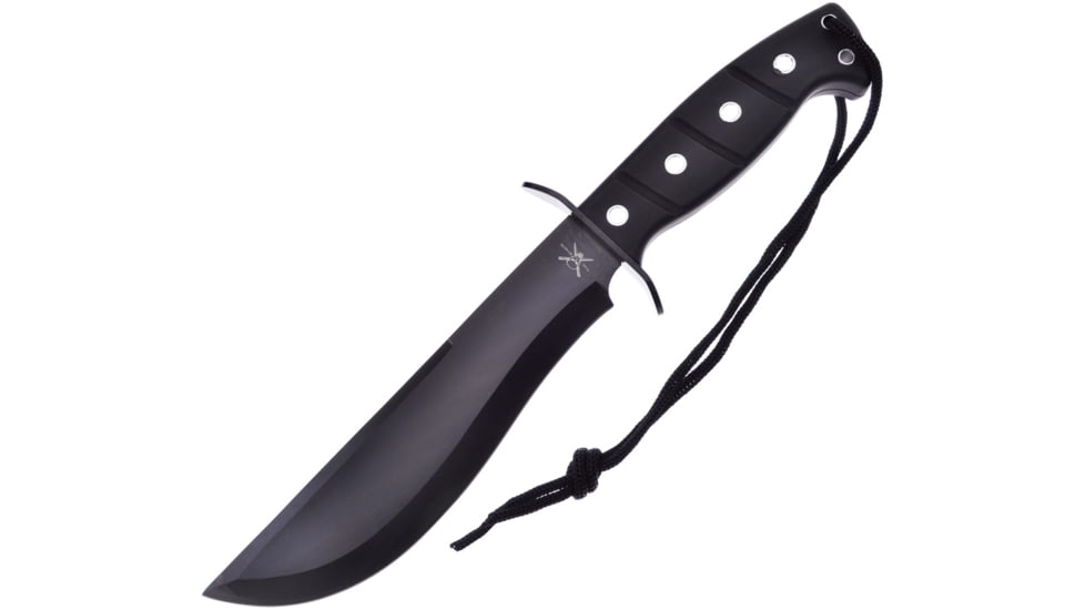 Frost Recoil Bowie Knife, 13in Overall, 8in, Black Finish Stainless Blade, Black Rubber Handle, Nylon Sheath, TX-0002