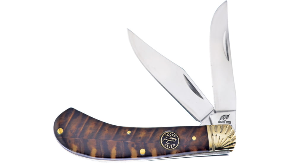 Frost Saddlehorn Snake Skin Folding Knife, 3.5in Closed, Mirror Stainless Clip/Skinner Blades, Snakeskin Pattern Synthetic Handle, OC-528CSS