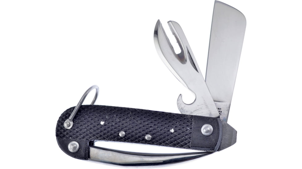 Frost Seamans Knife, Satin finish stainless sheepsfoot, Marlin spike, a, Black ABS handle, OC-02B