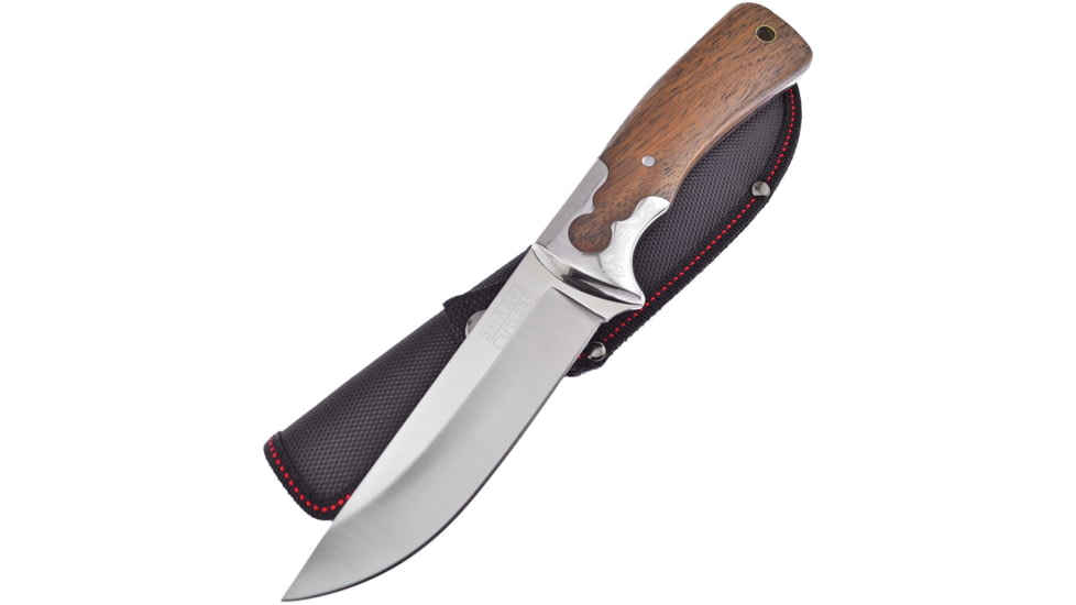 Frost Sharps Cutlery Bowie Knife, Sharps Cutlery, 11in Overall, 5.5in Satin 3Cr13 SS Blade, Walnut Handle, SS Guard, Black Nylon Sheath, SHP-123