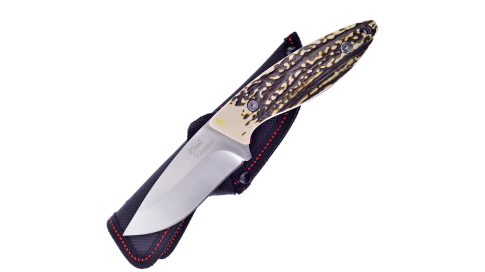 Frost Satin Skinner Knife, 8in Overall, 3.5in, Satin Finish Stainless Blade, Imitation Stag Handle, Nylon Sheath, SW-610SBR